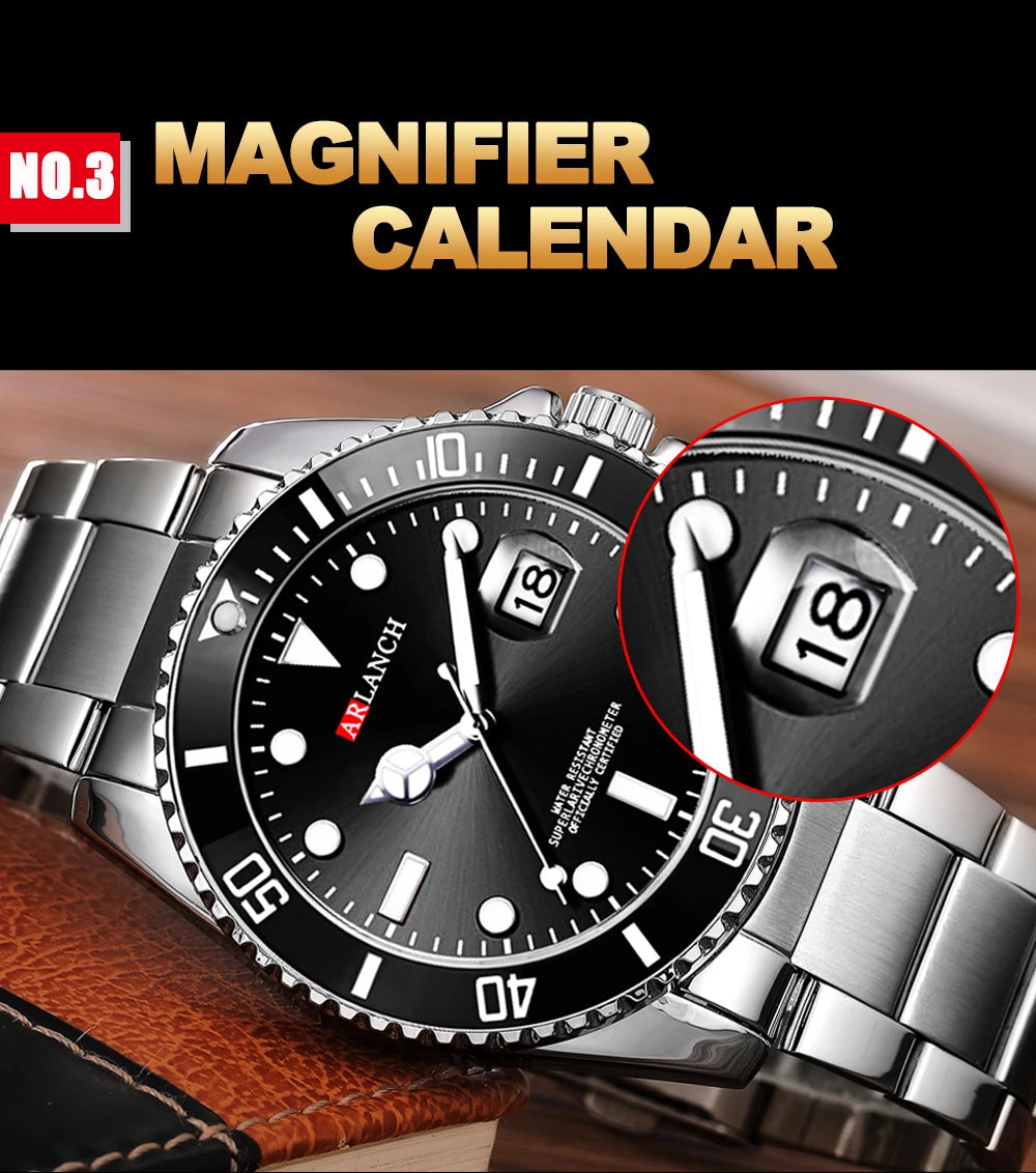ARLANCH Quartz Steel Watch Luminous