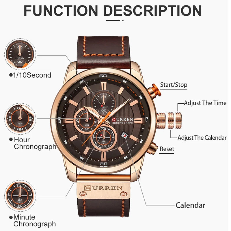 Luxury Chronograph Quartz Watch Men Sports