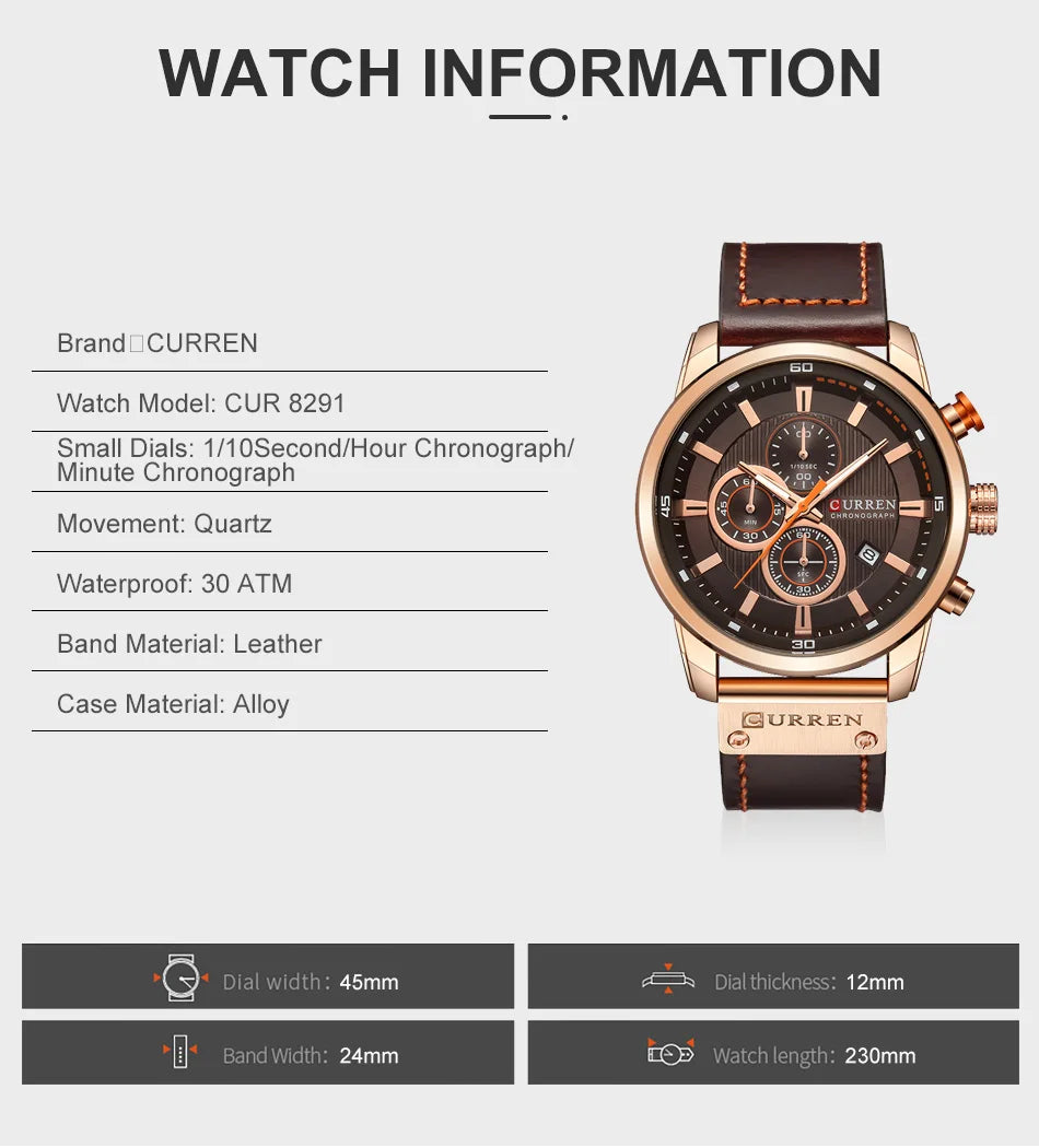 Luxury Chronograph Quartz Watch Men Sports
