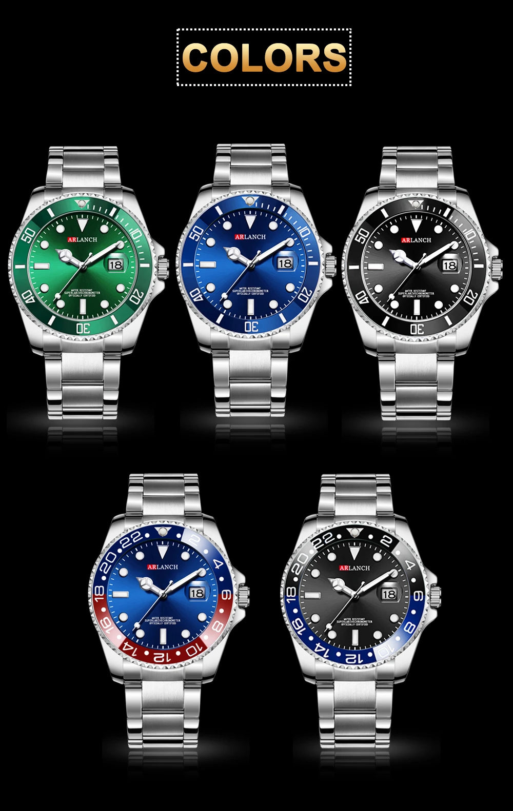ARLANCH Quartz Steel Watch Luminous