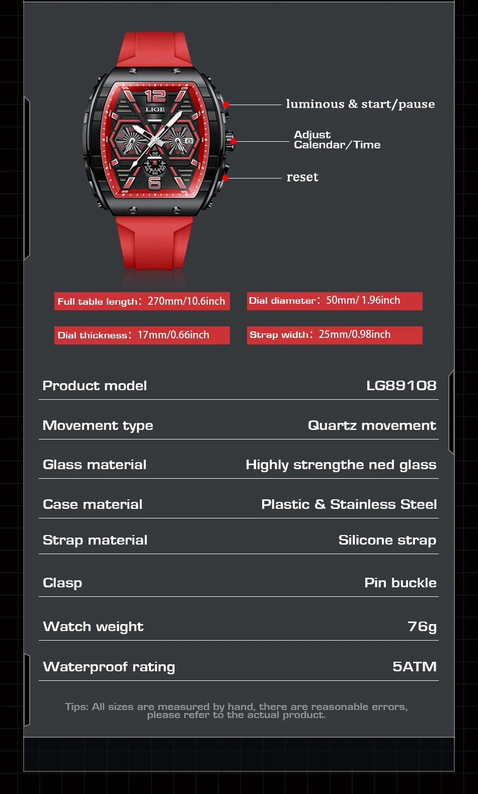 Relogio Masculino LIGE Men Watch Luxury
