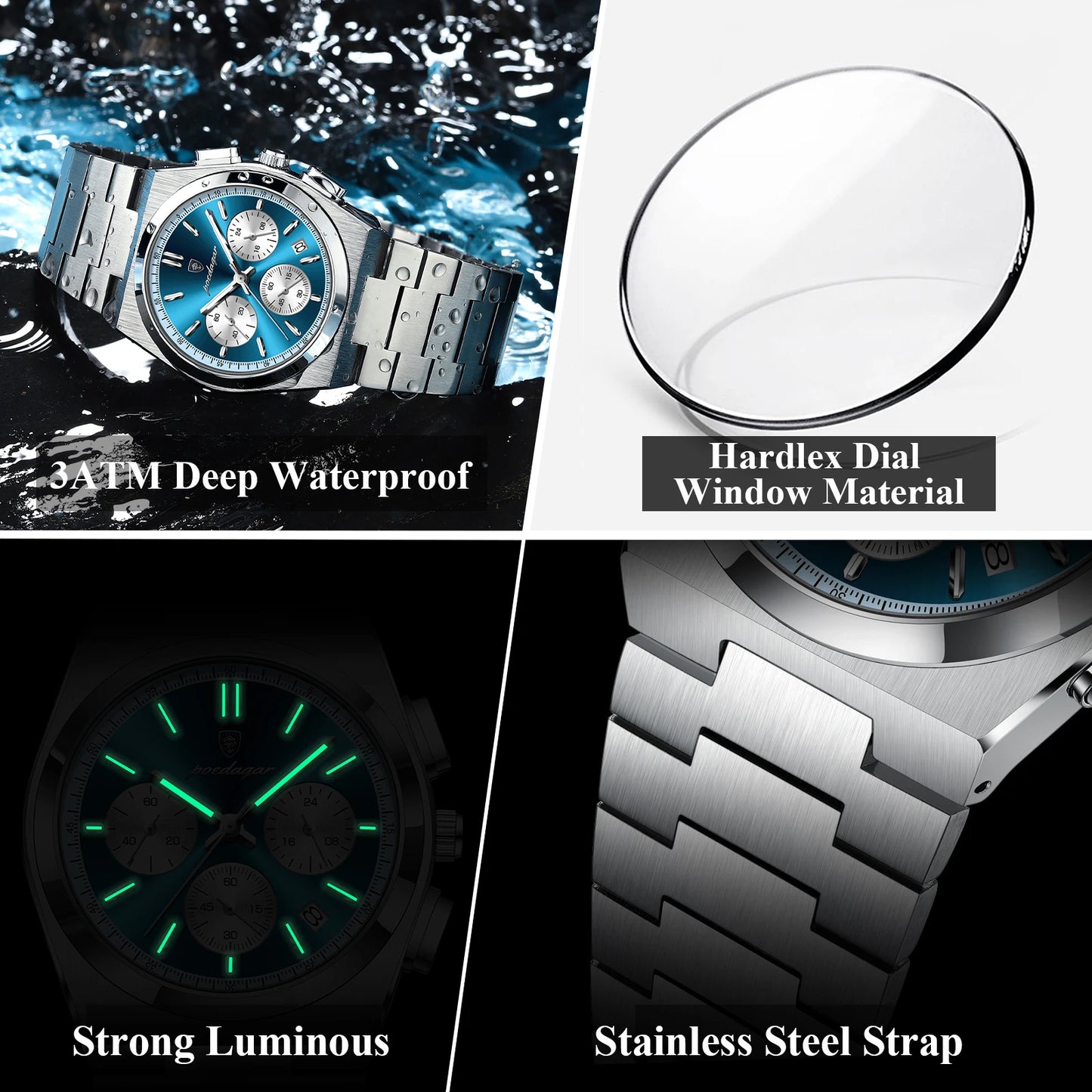 POEDAGAR Luxury Quartz Watch Sport