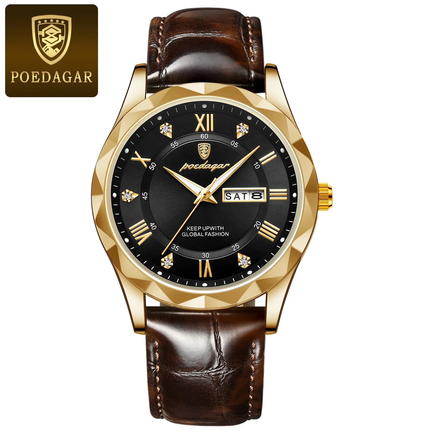 POEDAGAR Luxury Business Man Wristwatch Waterproof