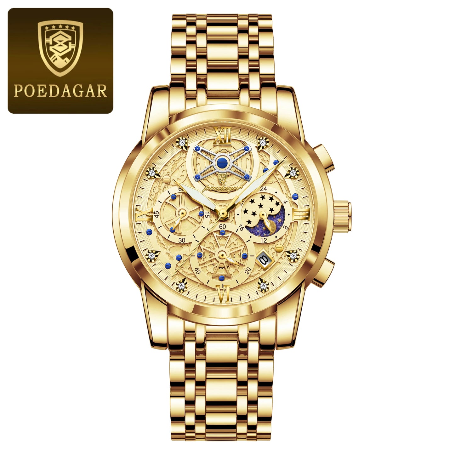 POEDAGAR Luxury High Quality Watch Waterproof