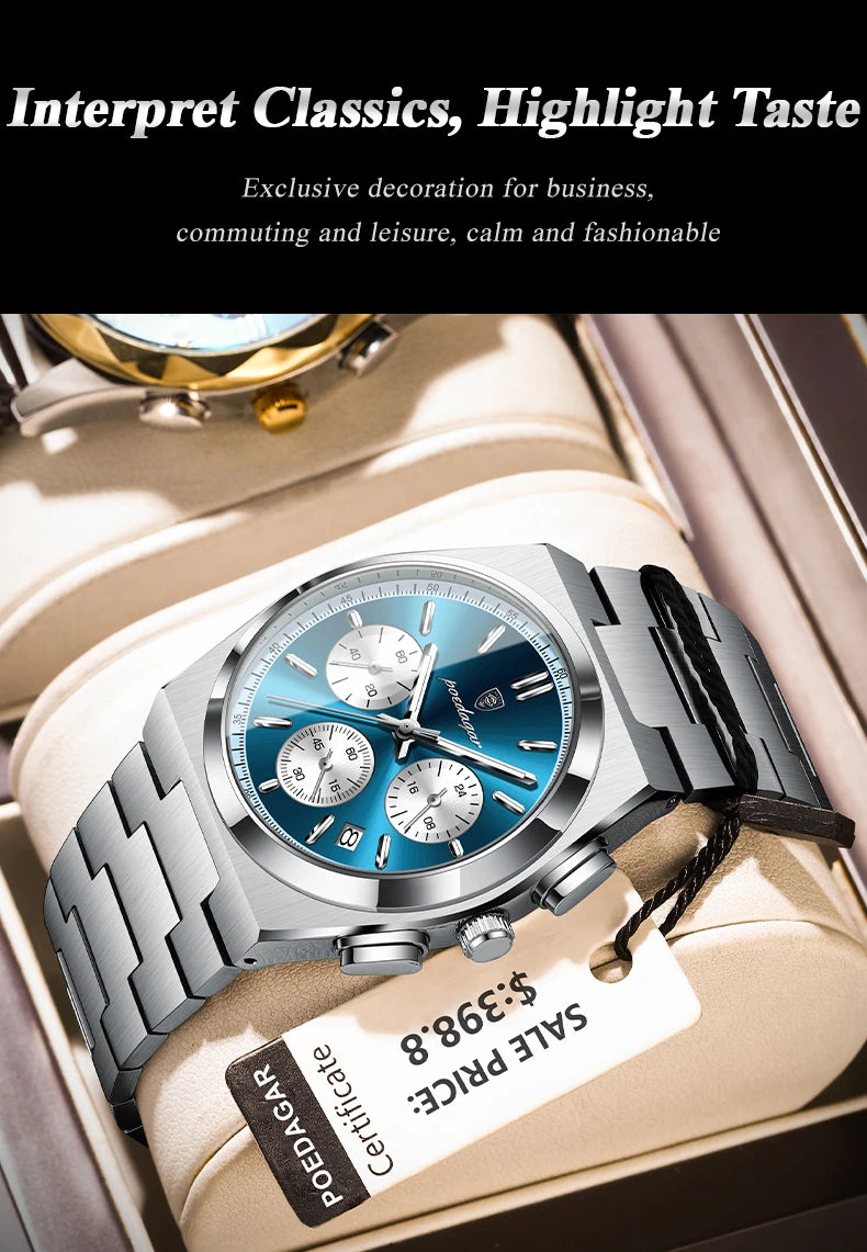 POEDAGAR Luxury Quartz Watch Sport