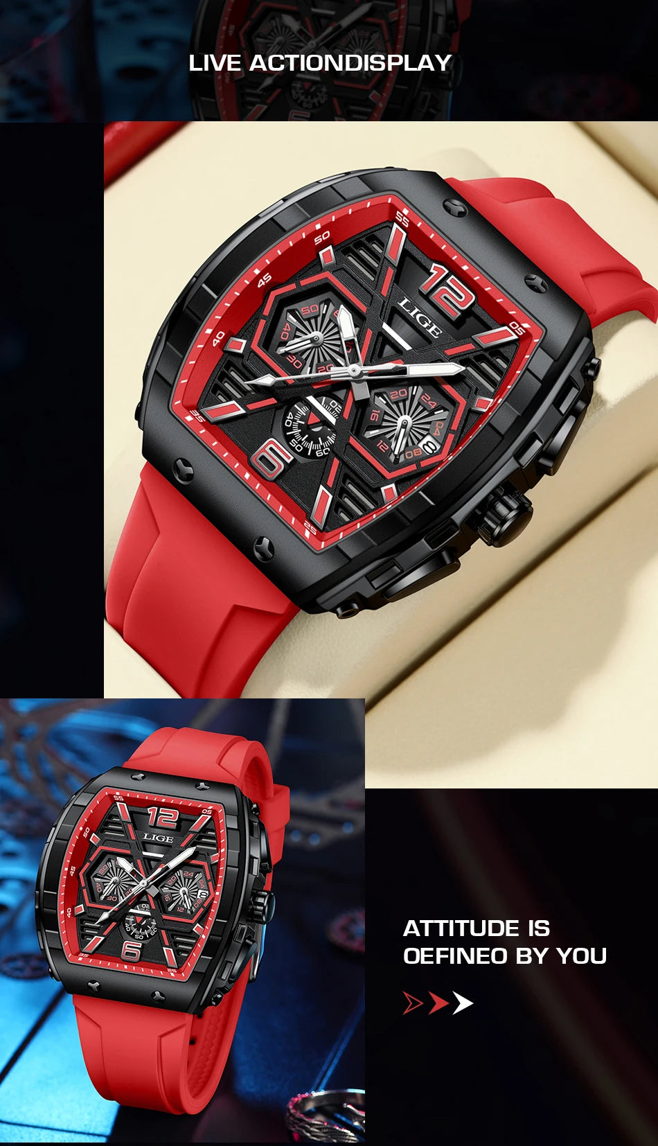 Relogio Masculino LIGE Men Watch Luxury