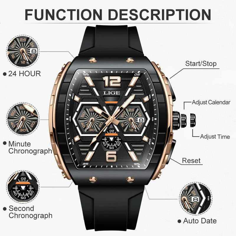 Relogio Masculino LIGE Men Watch Luxury