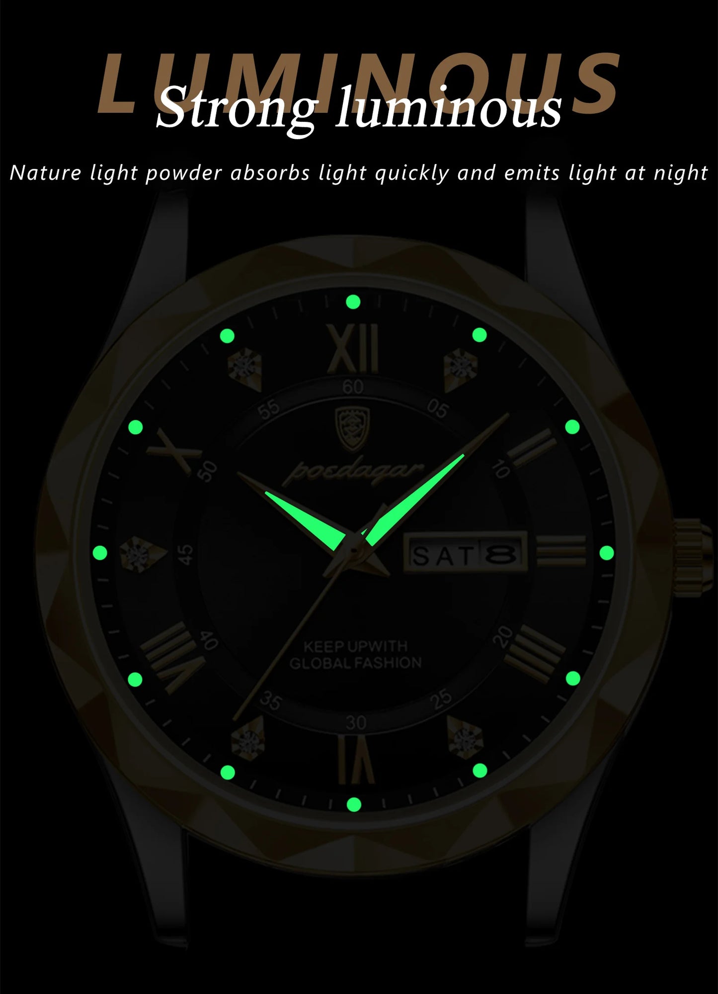 POEDAGAR Luxury Business Man Wristwatch Waterproof