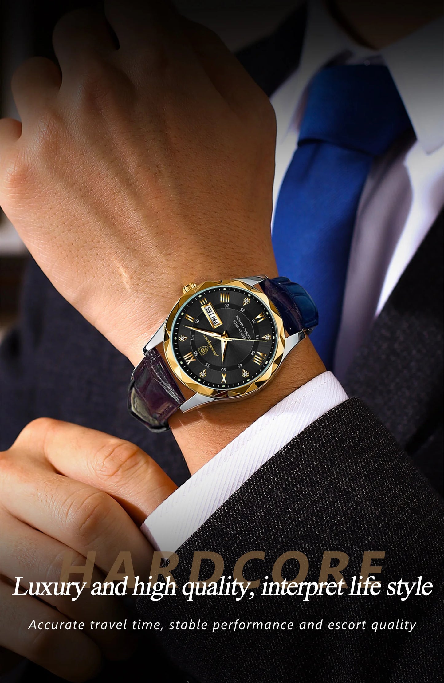 POEDAGAR Luxury Business Man Wristwatch Waterproof