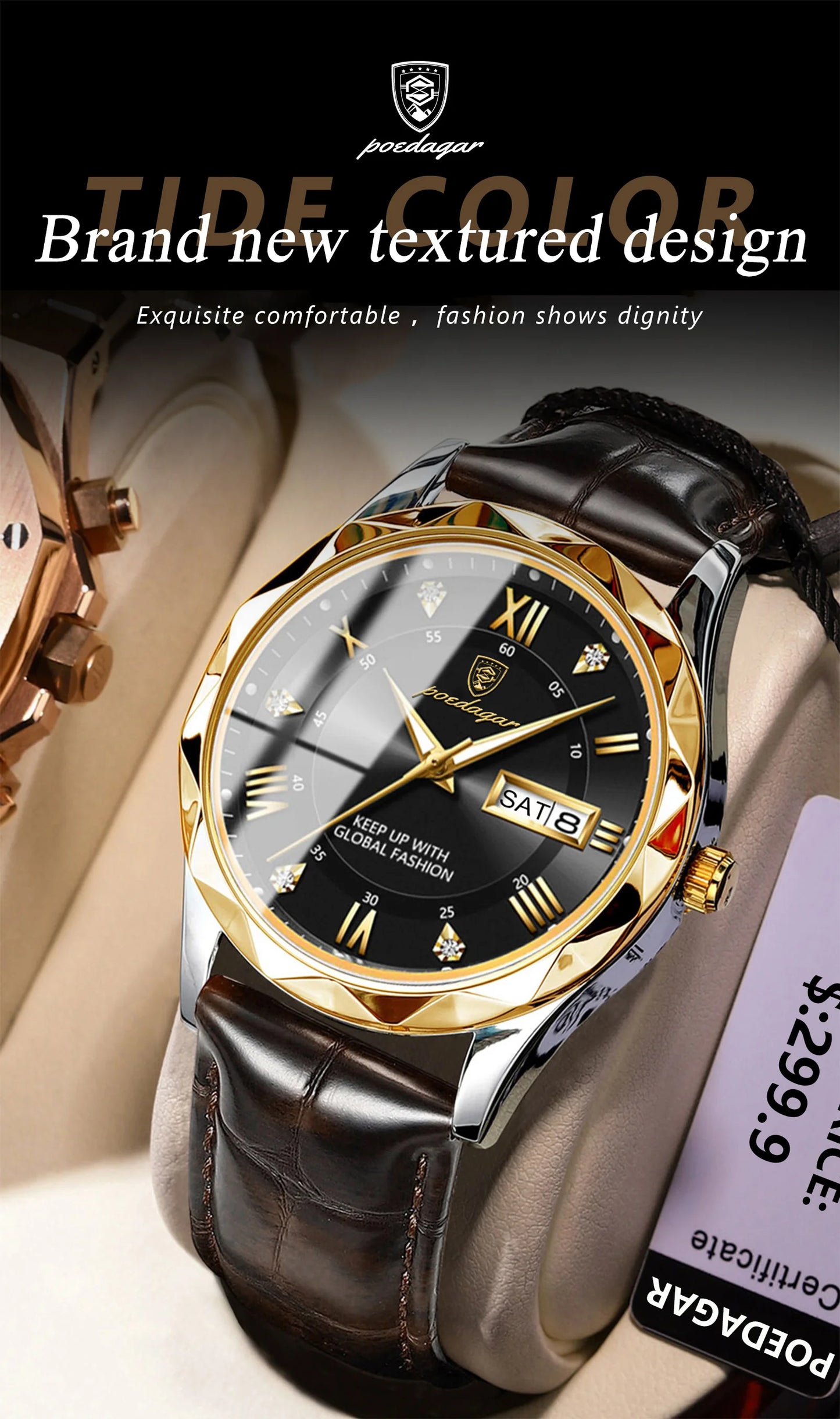 POEDAGAR Luxury Business Man Wristwatch Waterproof