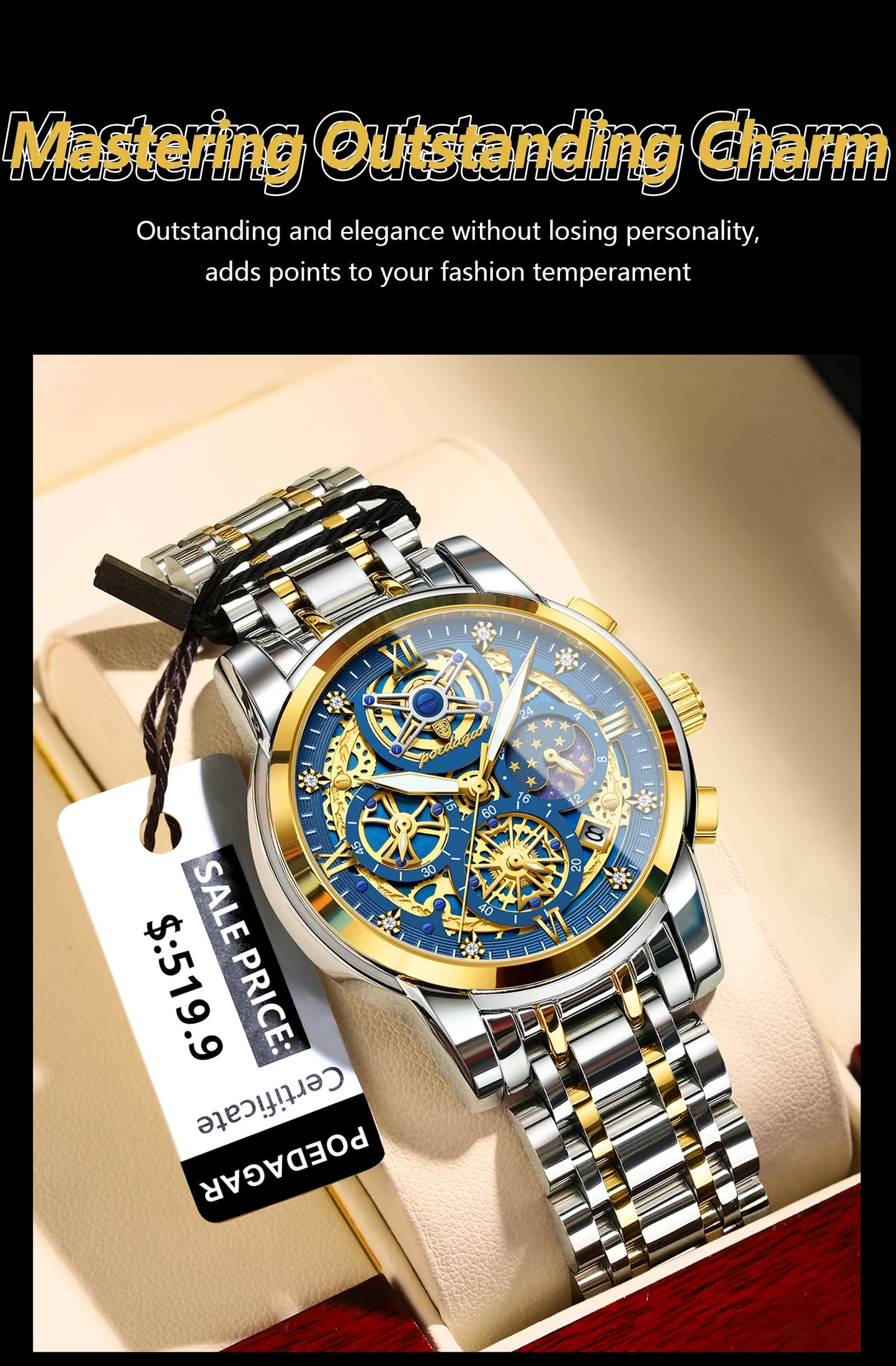 POEDAGAR Luxury High Quality Watch Waterproof