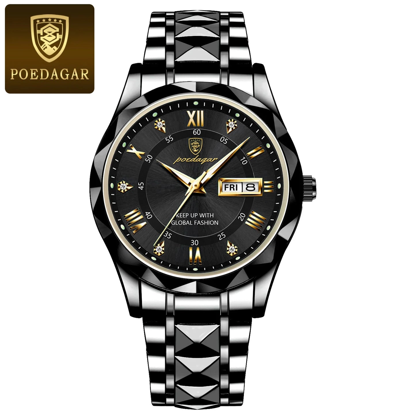 POEDAGAR Luxury Business Man Wristwatch Waterproof