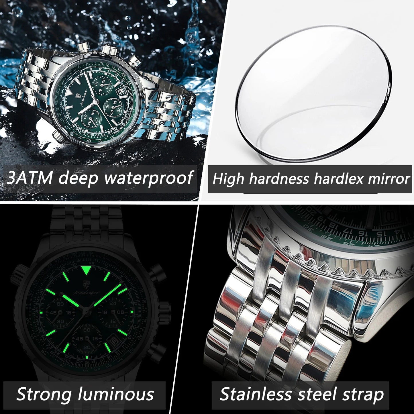 POEDAGAR Luxury Military Watch Waterproof