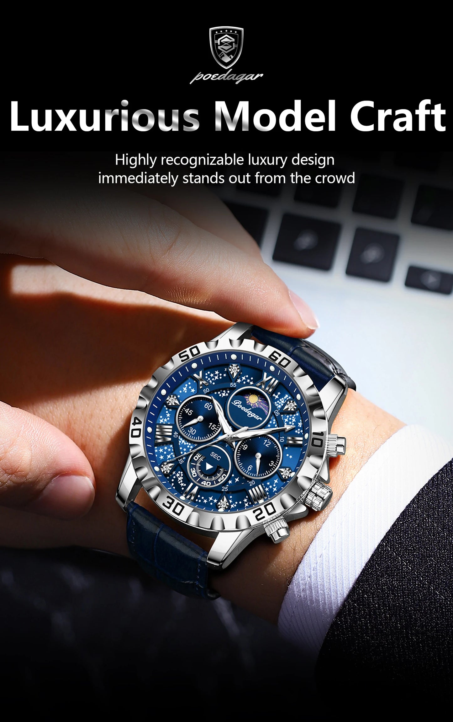 POEDAGAR Luxury Waterproof Watch