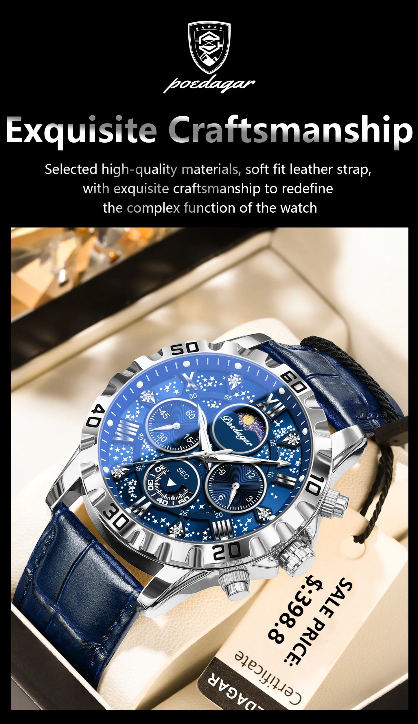 POEDAGAR Luxury Waterproof Watch