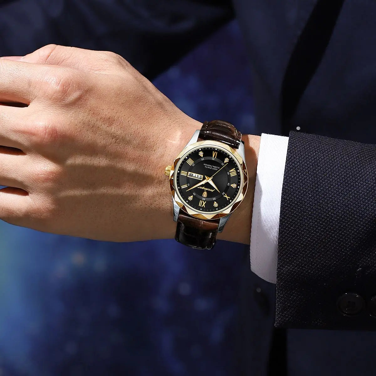POEDAGAR Luxury Business Man Wristwatch Waterproof