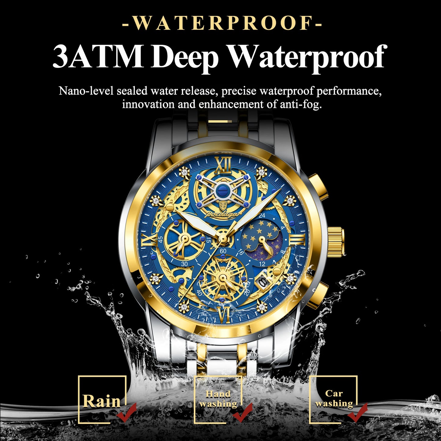 POEDAGAR Luxury High Quality Watch Waterproof