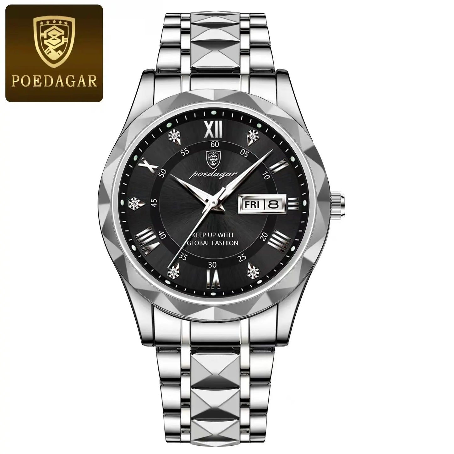 POEDAGAR Luxury Business Man Wristwatch Waterproof