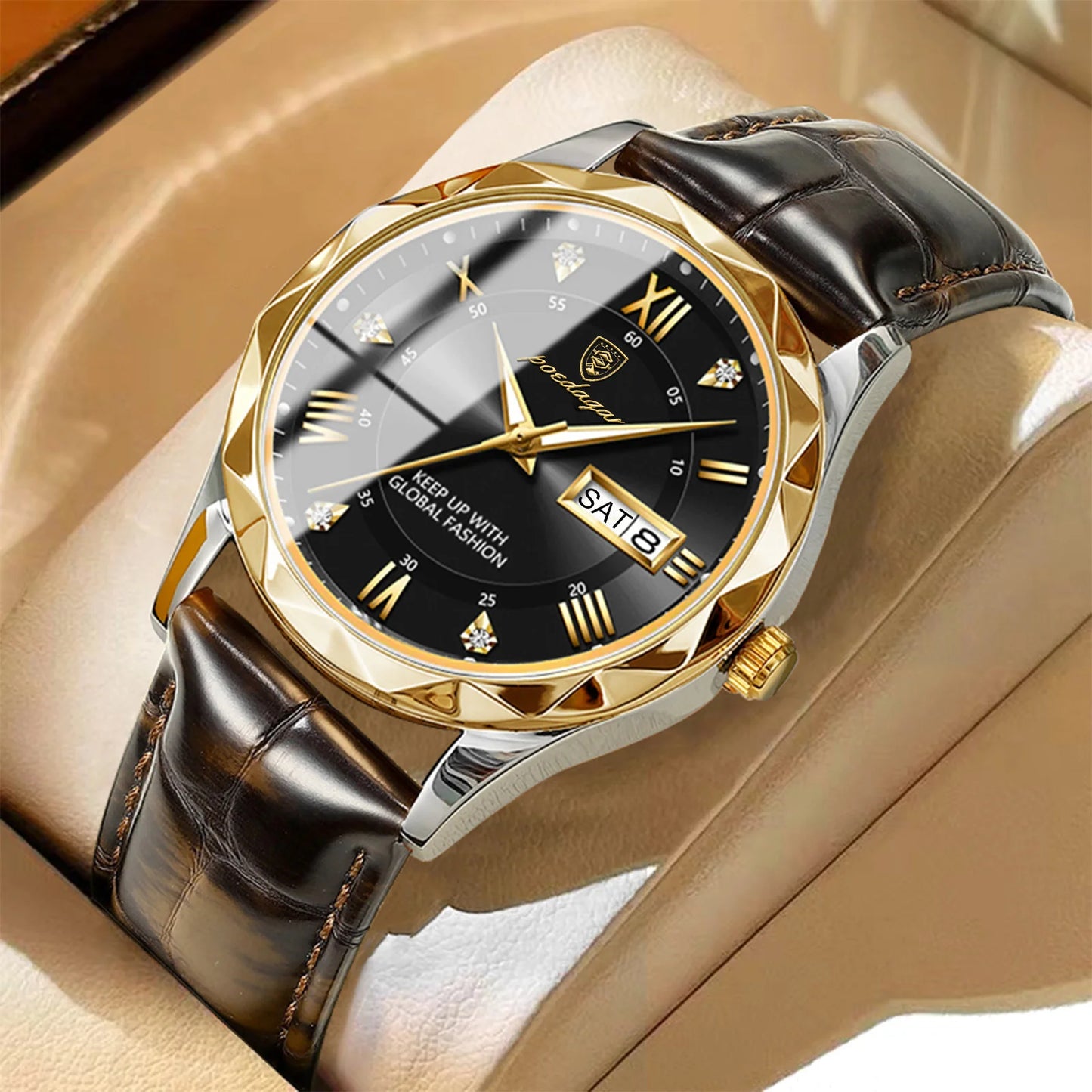POEDAGAR Luxury Business Man Wristwatch Waterproof