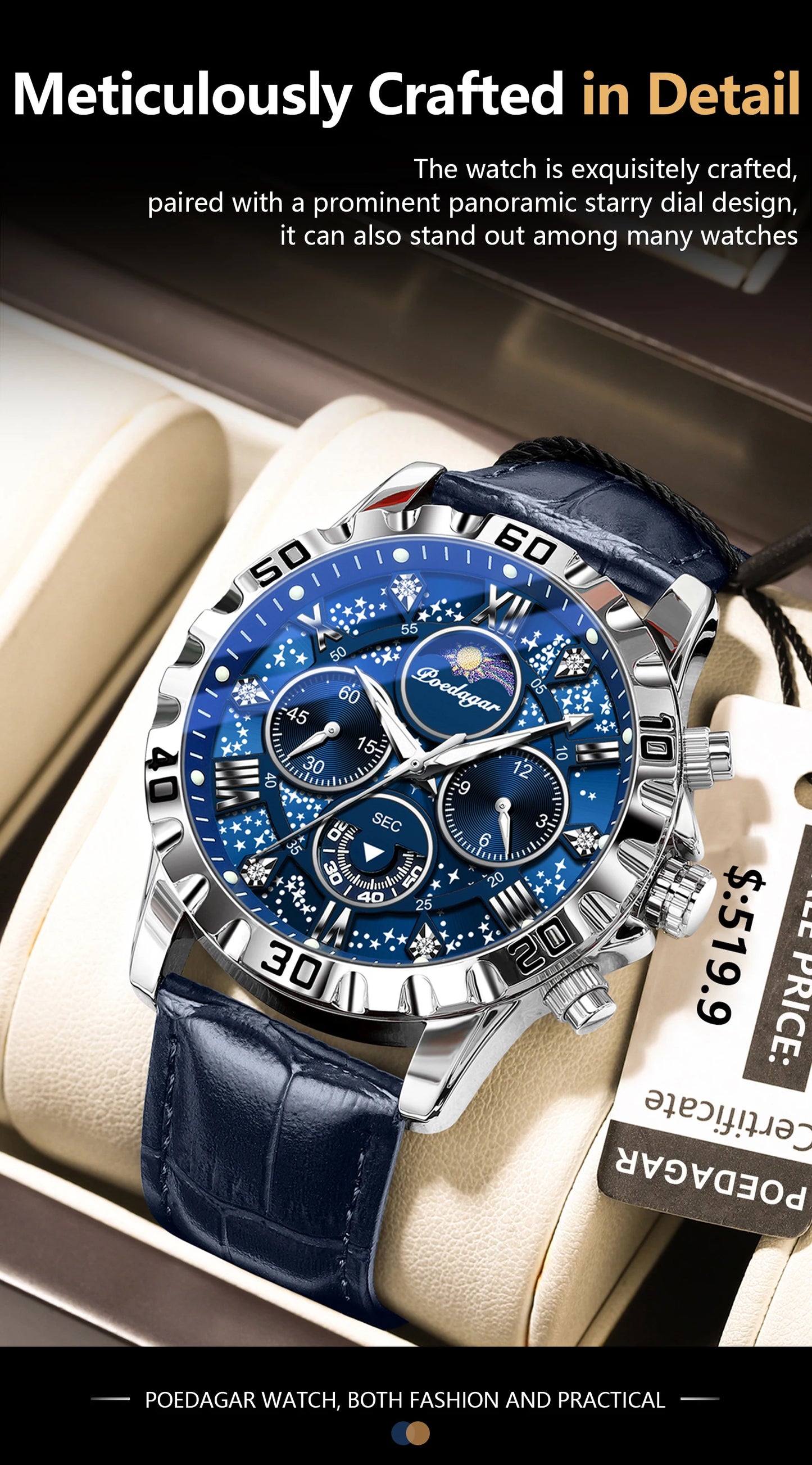 POEDAGAR Luxury Waterproof Watch