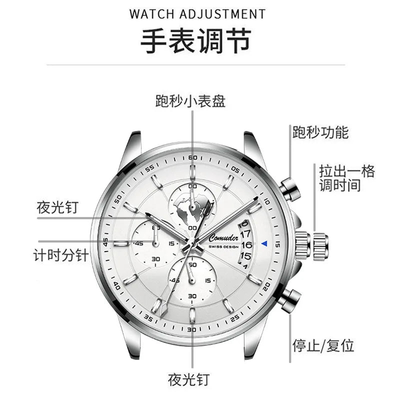 Men's Watch Leather Strap Quartz