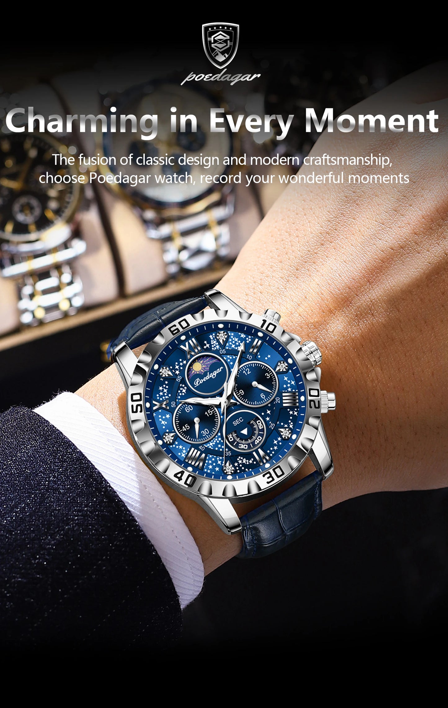 POEDAGAR Luxury Waterproof Watch