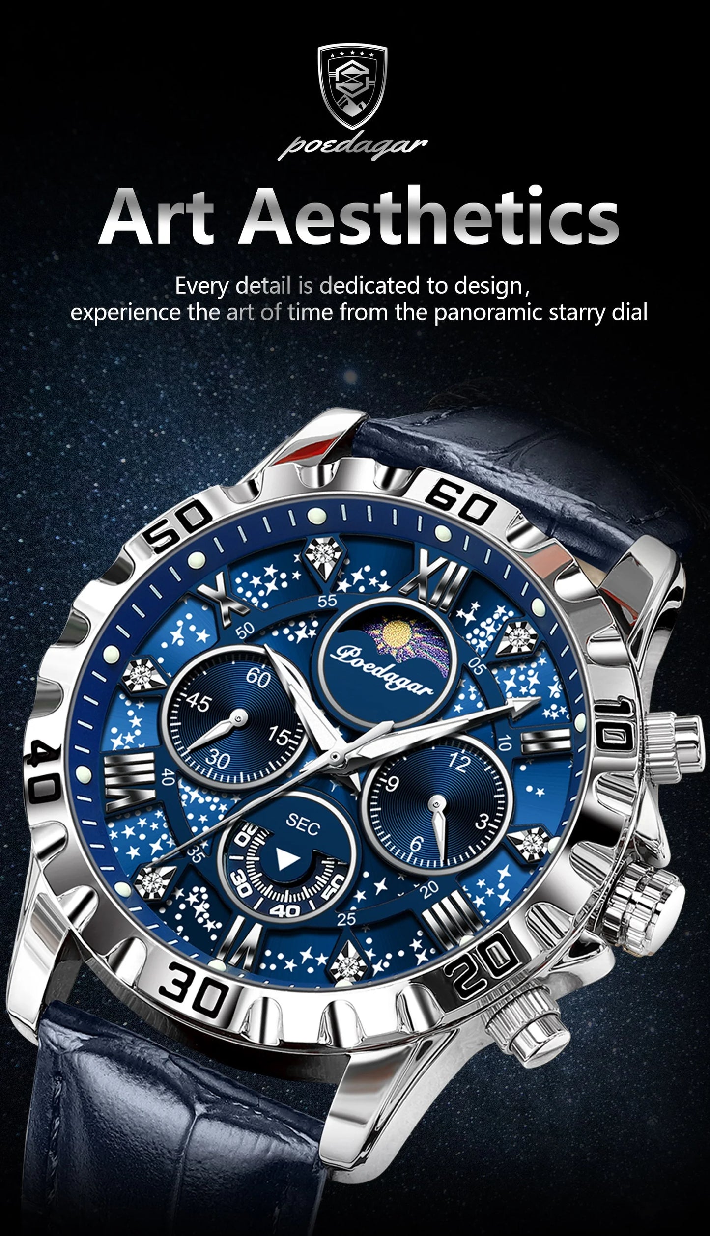 POEDAGAR Luxury Waterproof Watch