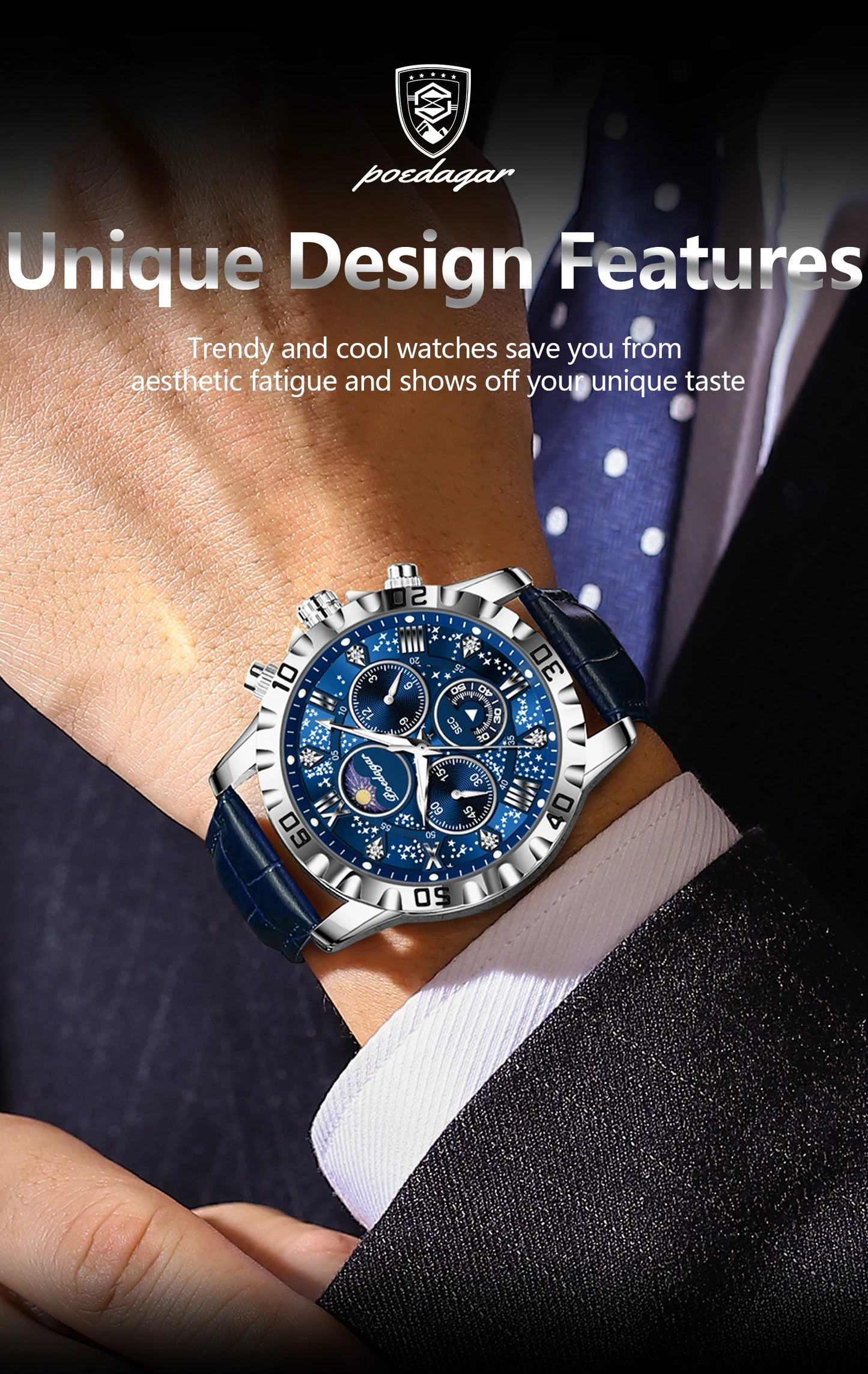 POEDAGAR Luxury Waterproof Watch