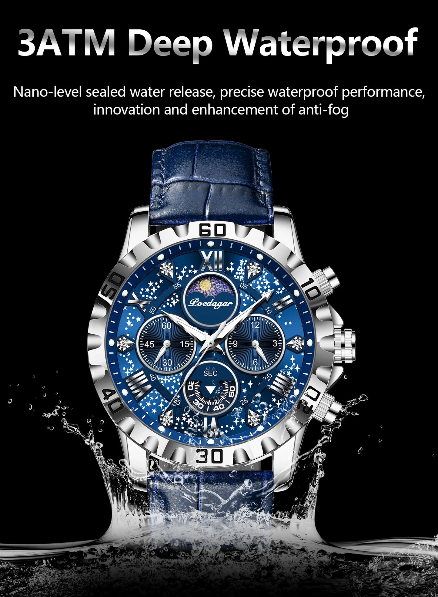 POEDAGAR Luxury Waterproof Watch