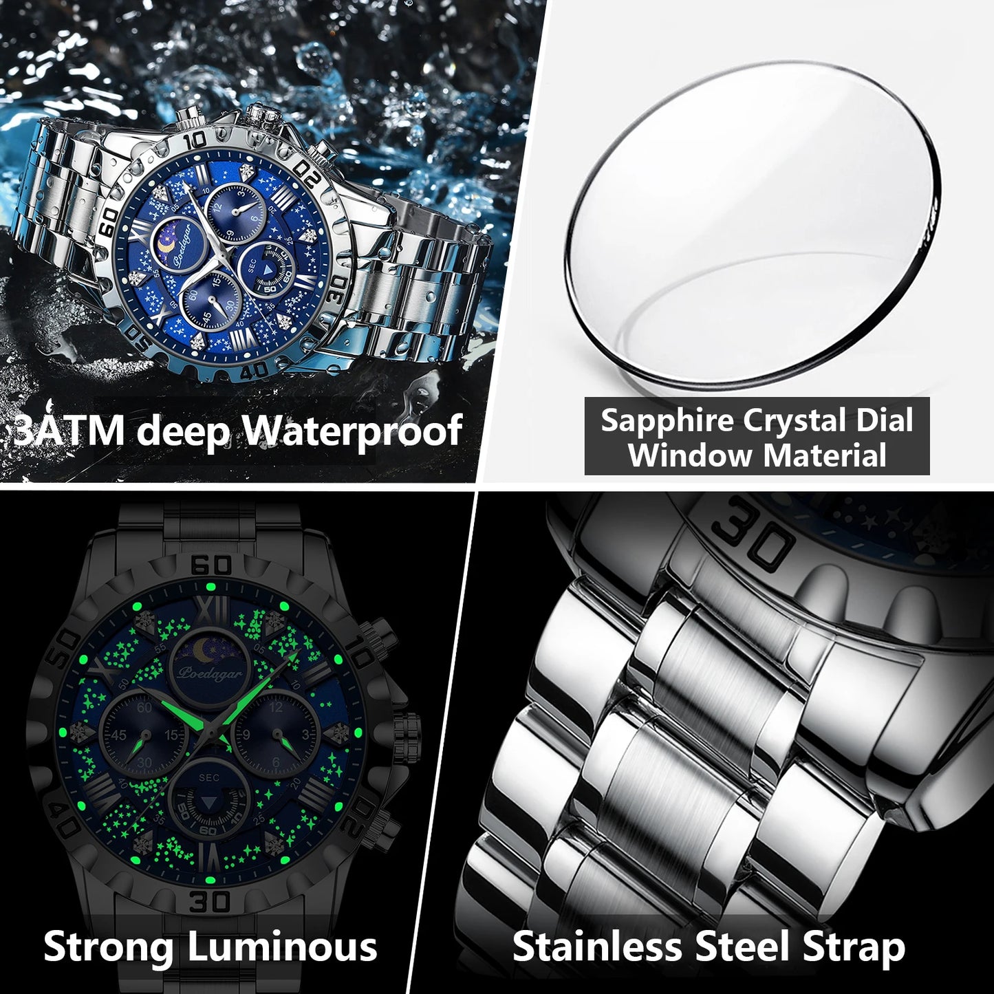 POEDAGAR Top Luxury Man Wristwatch