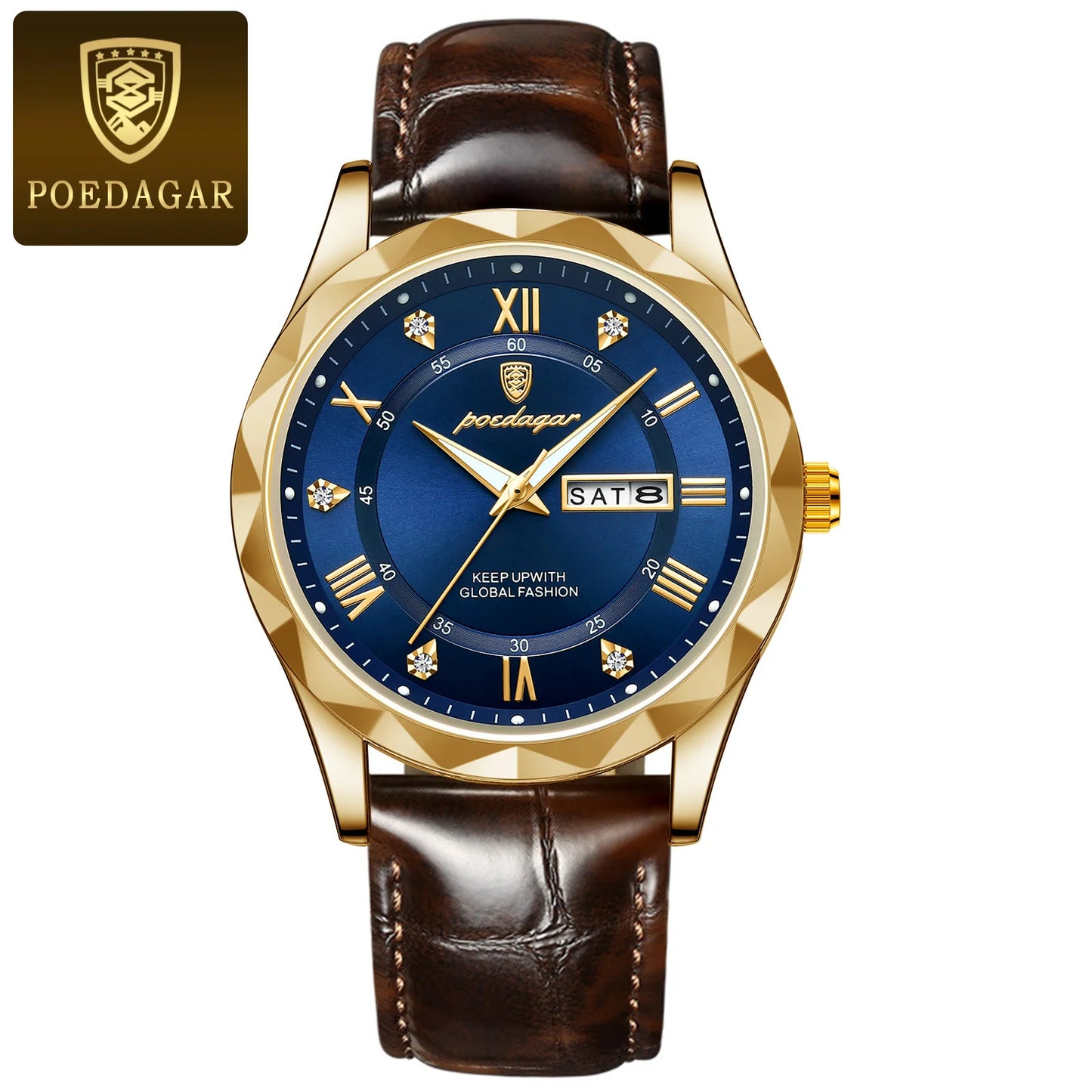 POEDAGAR Luxury Business Man Wristwatch Waterproof