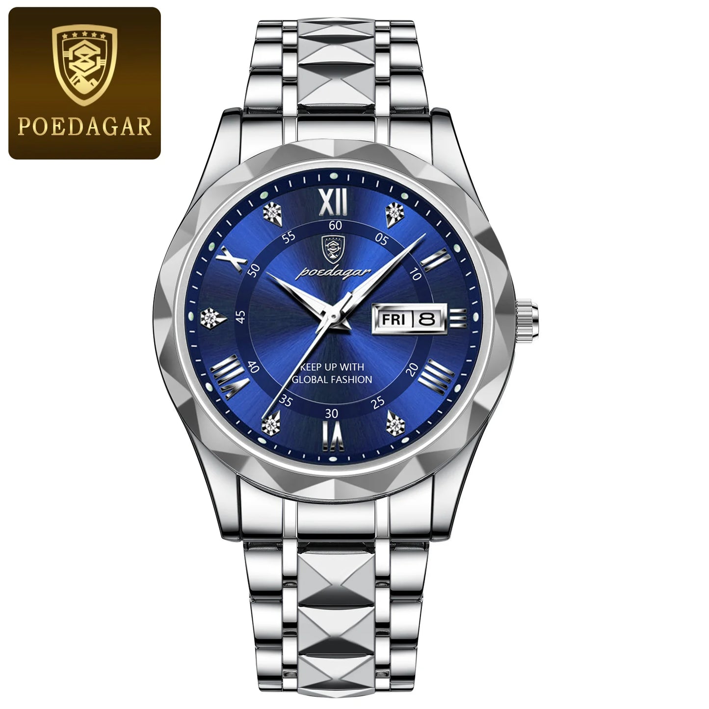 POEDAGAR Luxury Business Man Wristwatch Waterproof