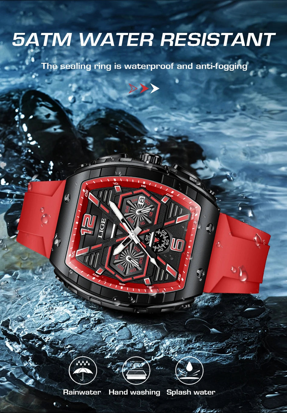 Relogio Masculino LIGE Men Watch Luxury