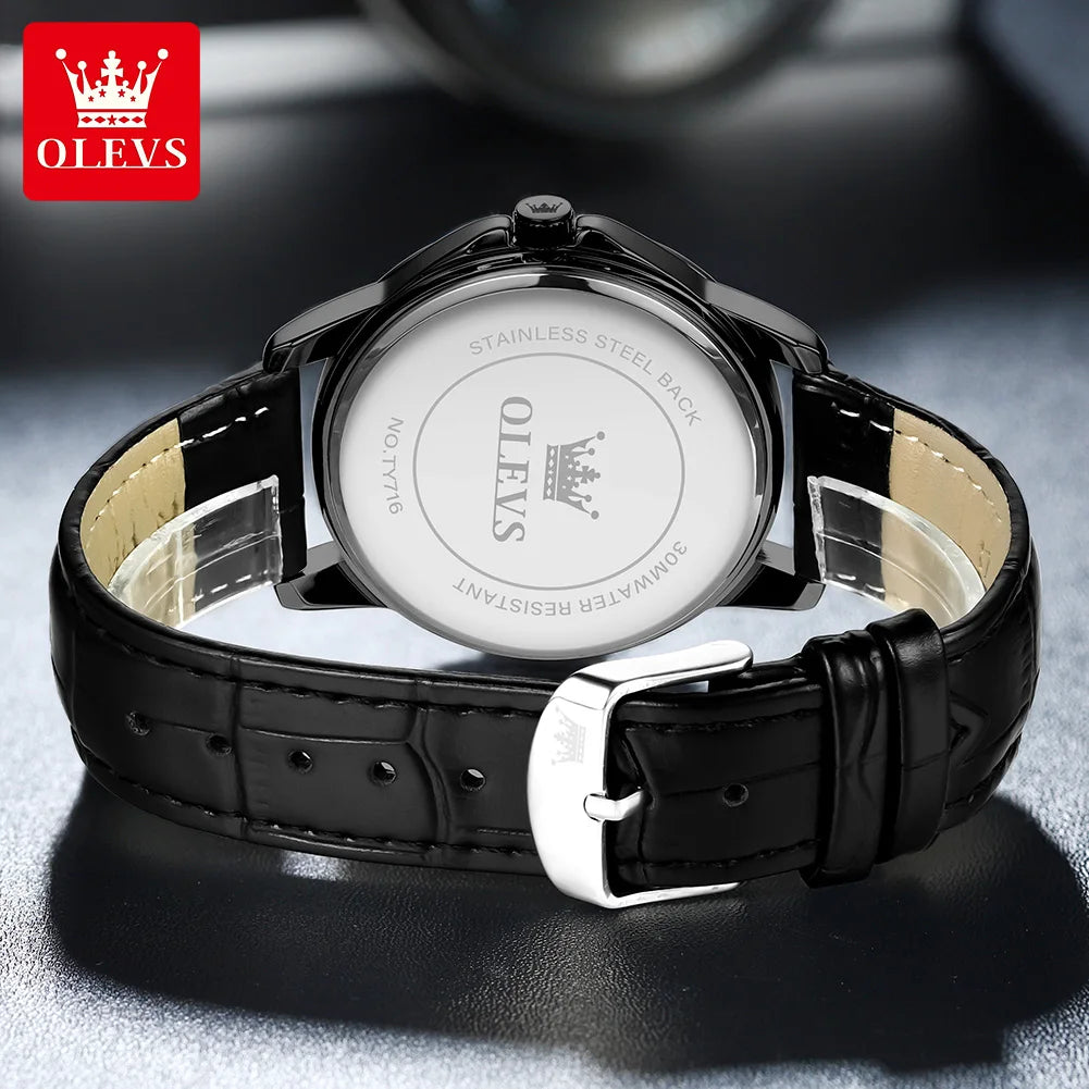 OLEVS Watch Men Fashion Leather Strap