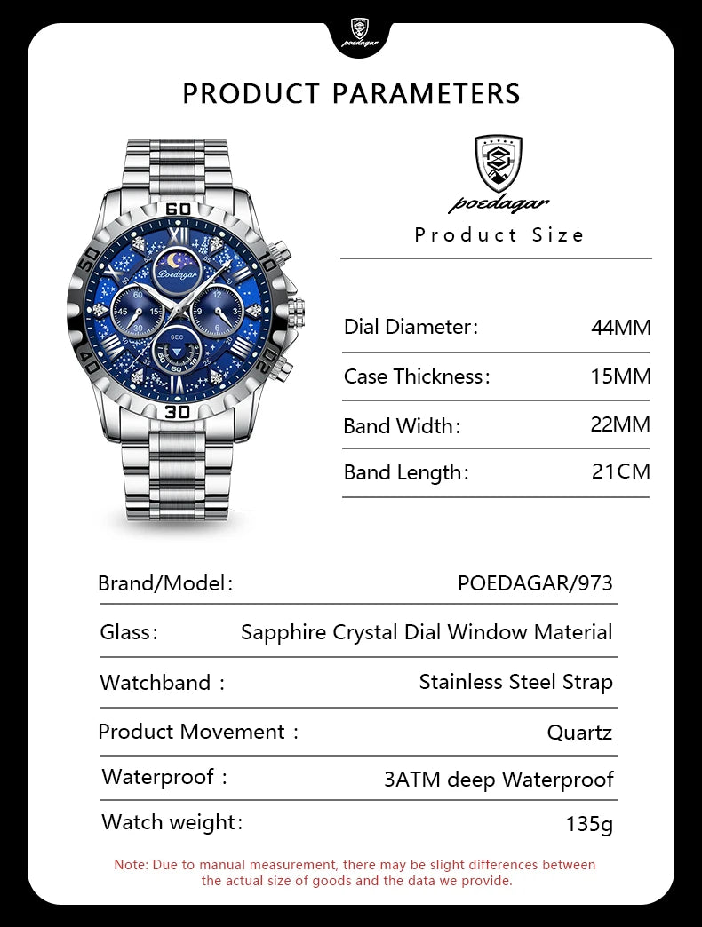 POEDAGAR Top Luxury Man Wristwatch