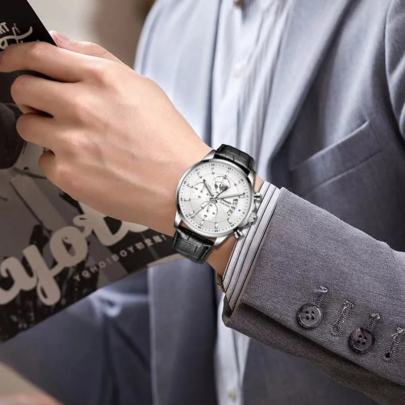 Men's Watch Leather Strap Quartz