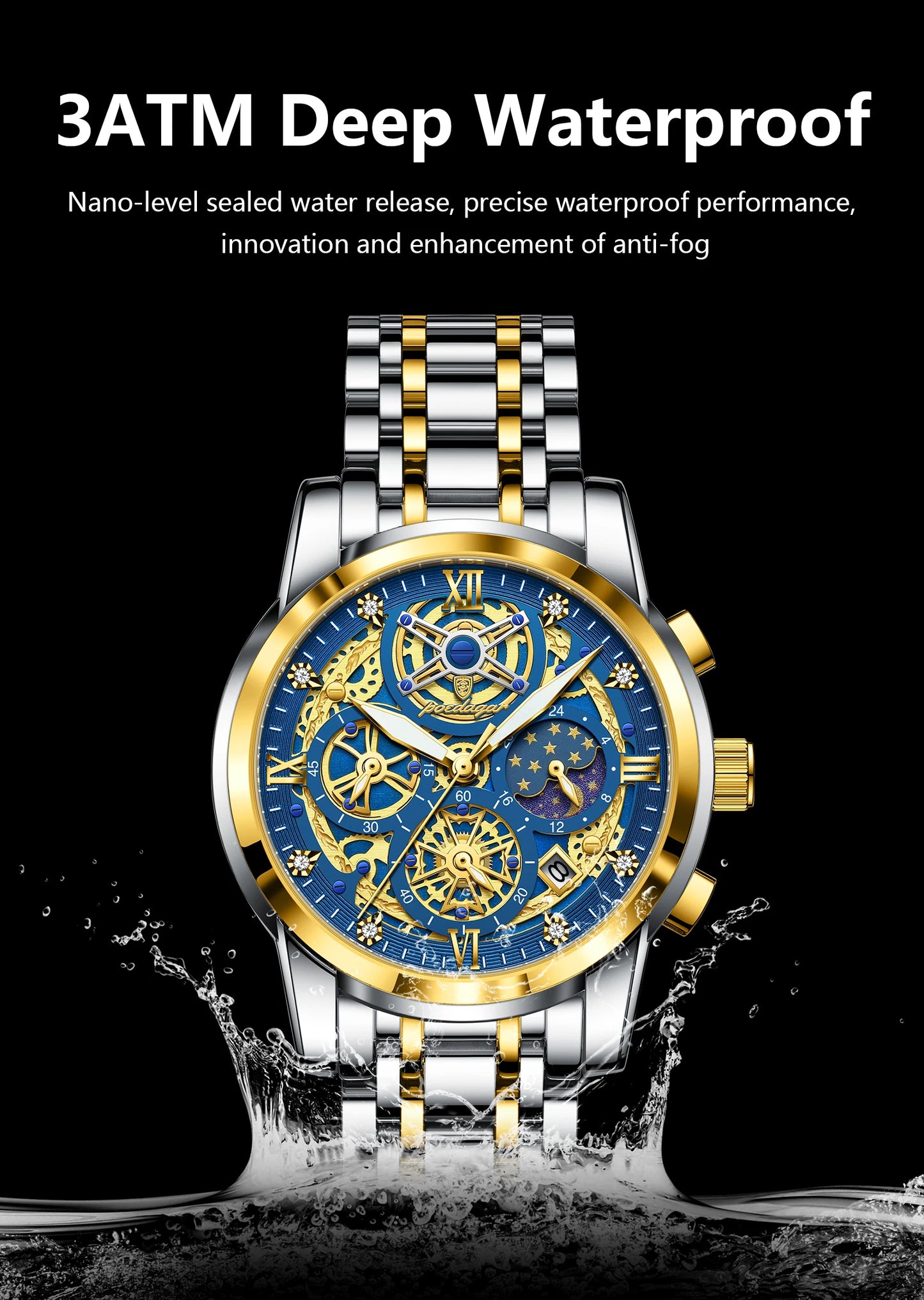 POEDAGAR Luxury High Quality Watch Waterproof