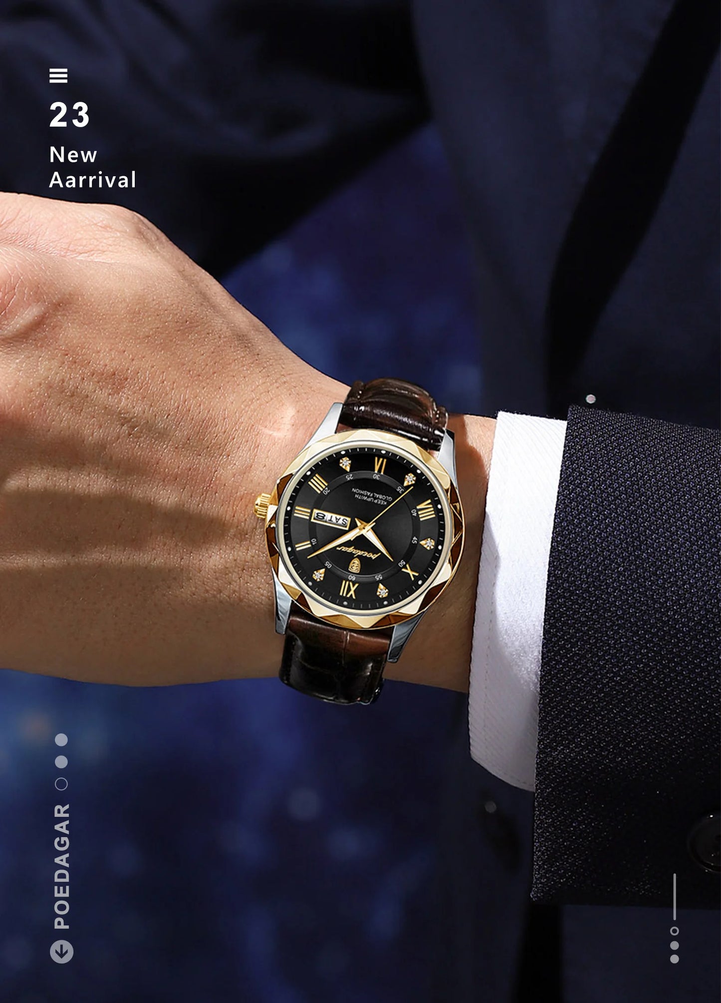 POEDAGAR Luxury Business Man Wristwatch Waterproof