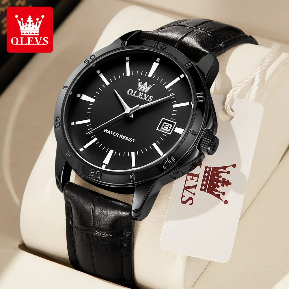 OLEVS Watch Men Fashion Leather Strap