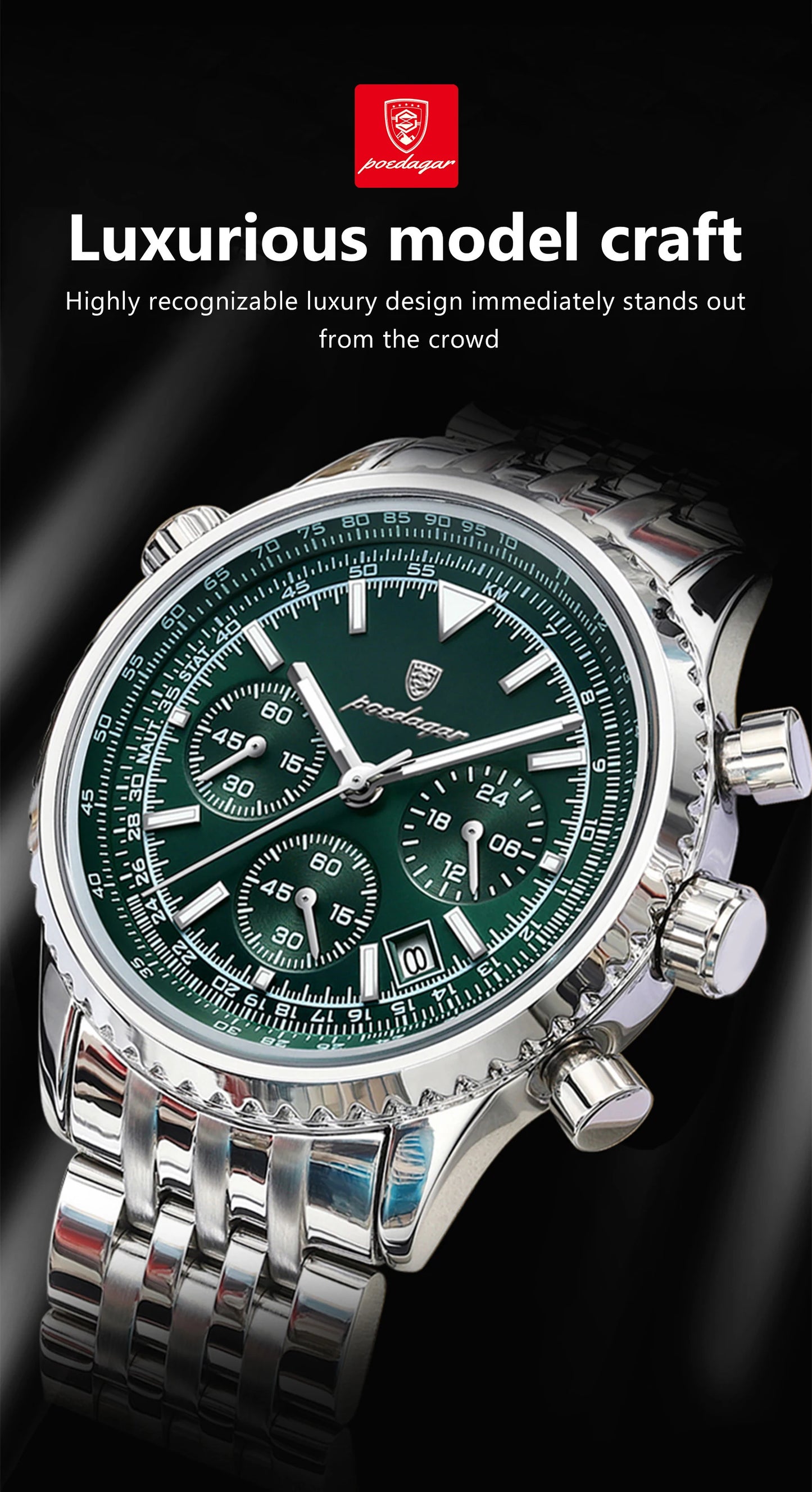 POEDAGAR Luxury Military Watch Waterproof