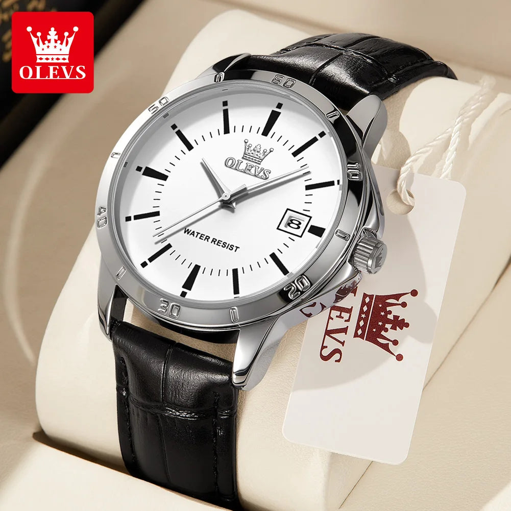 OLEVS Watch Men Fashion Leather Strap