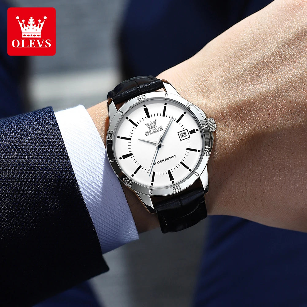 OLEVS Watch Men Fashion Leather Strap