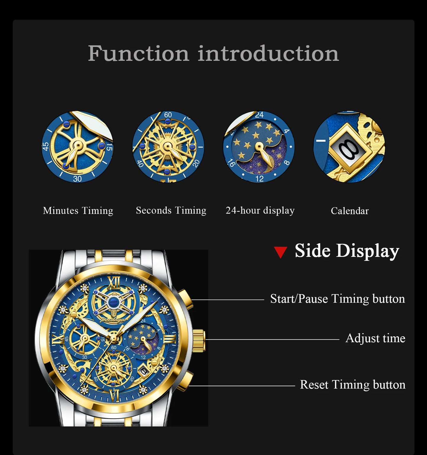 POEDAGAR Luxury High Quality Watch Waterproof