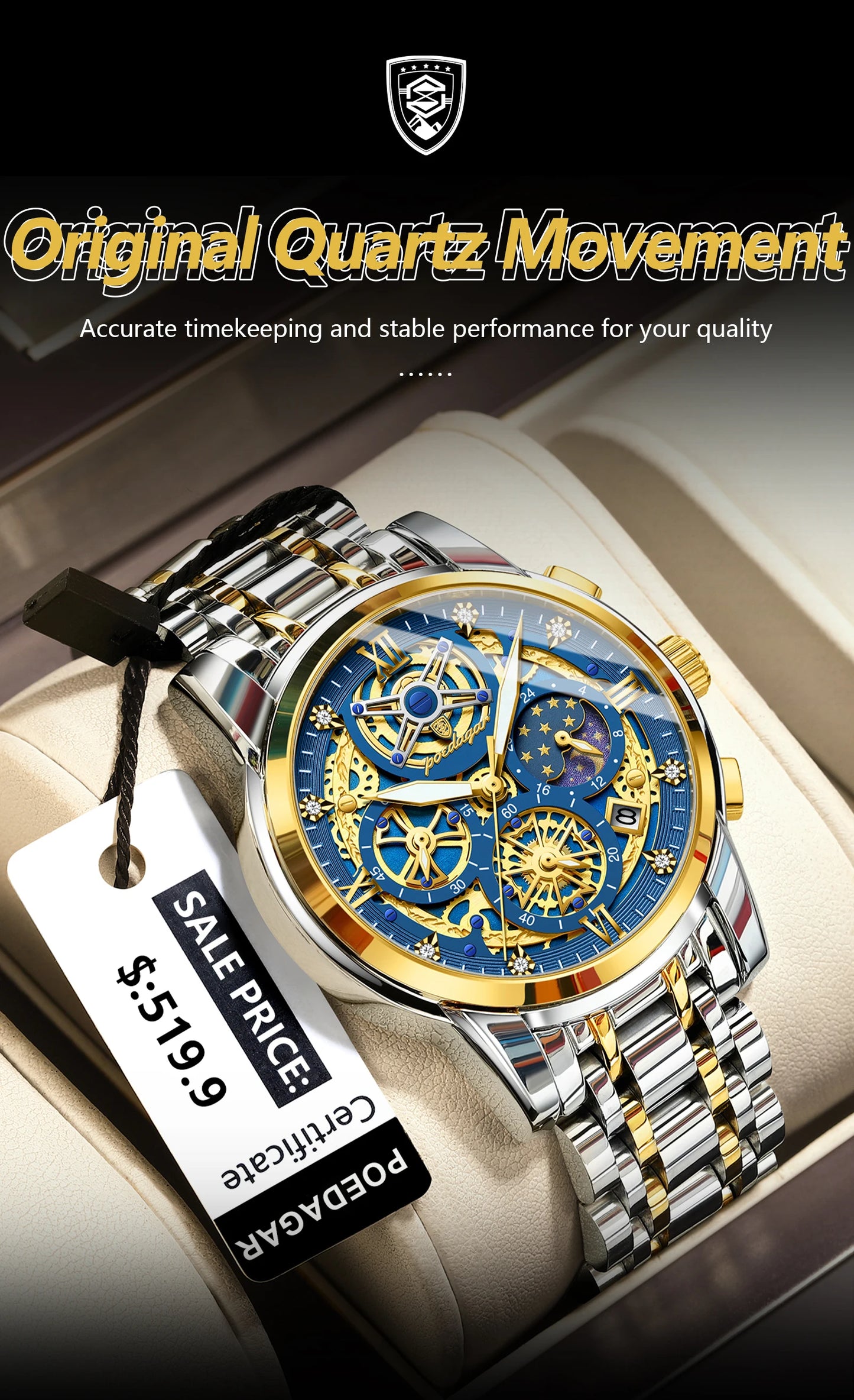 POEDAGAR Luxury High Quality Watch Waterproof