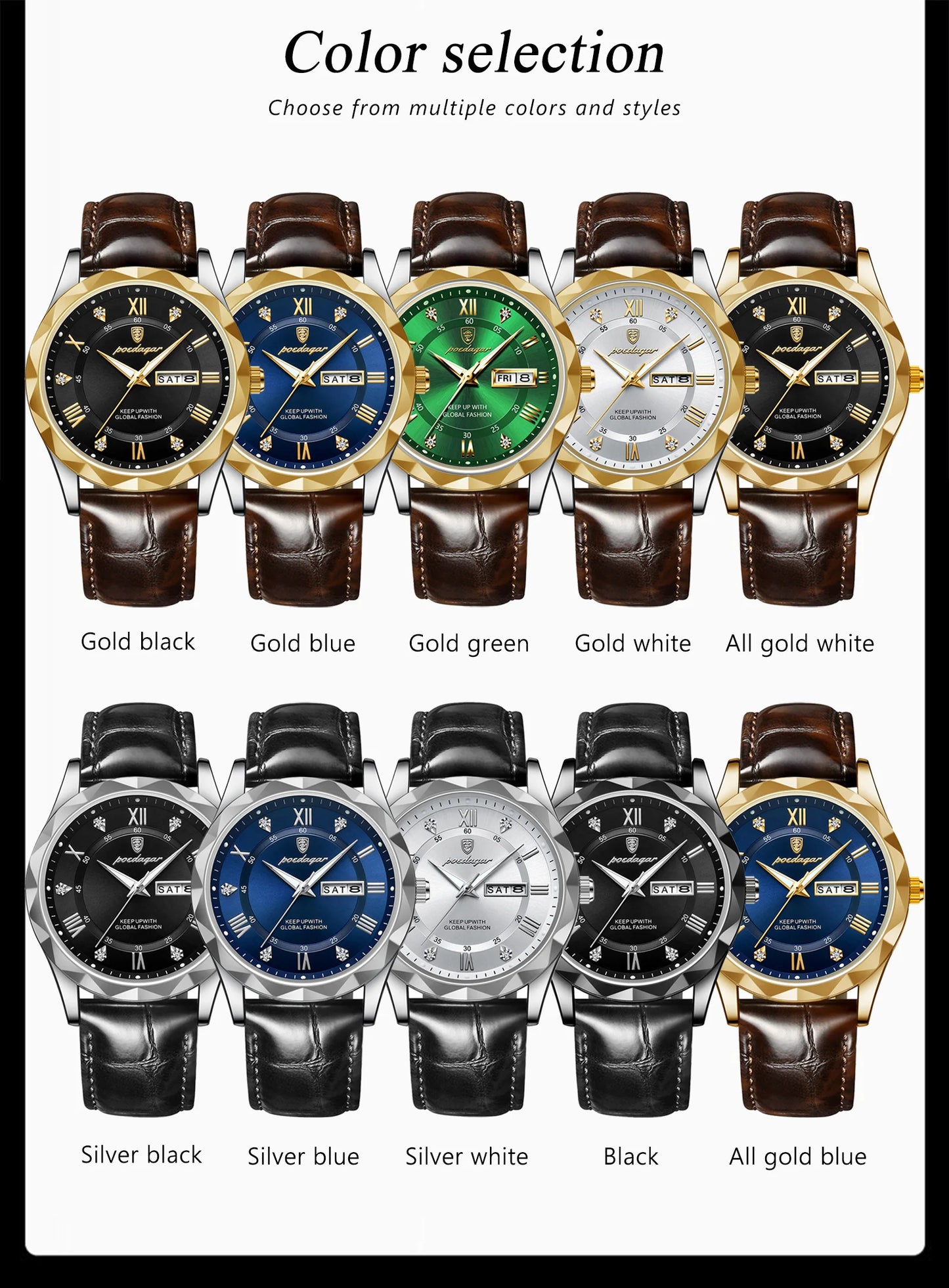 POEDAGAR Luxury Business Man Wristwatch Waterproof