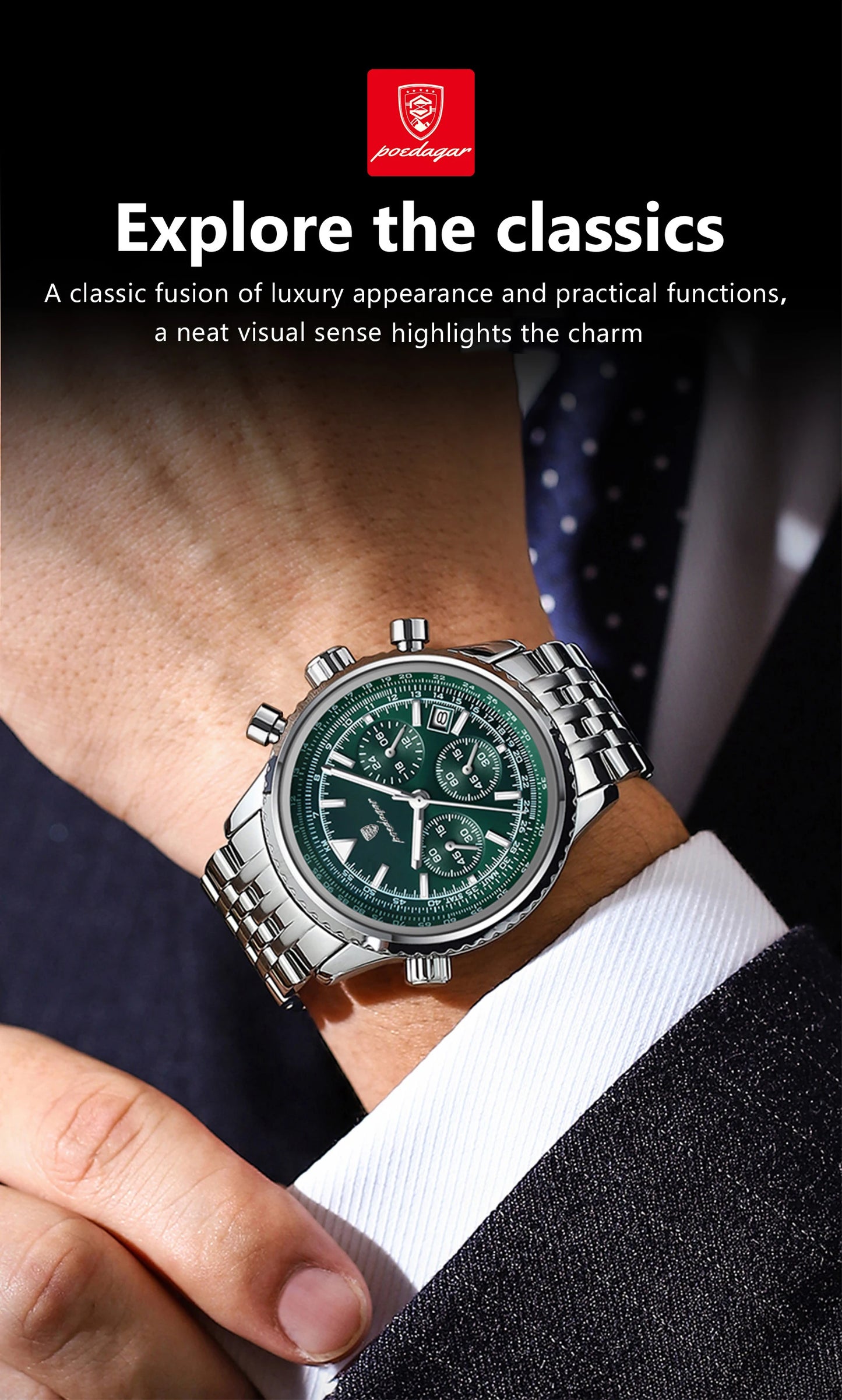 POEDAGAR Luxury Military Watch Waterproof