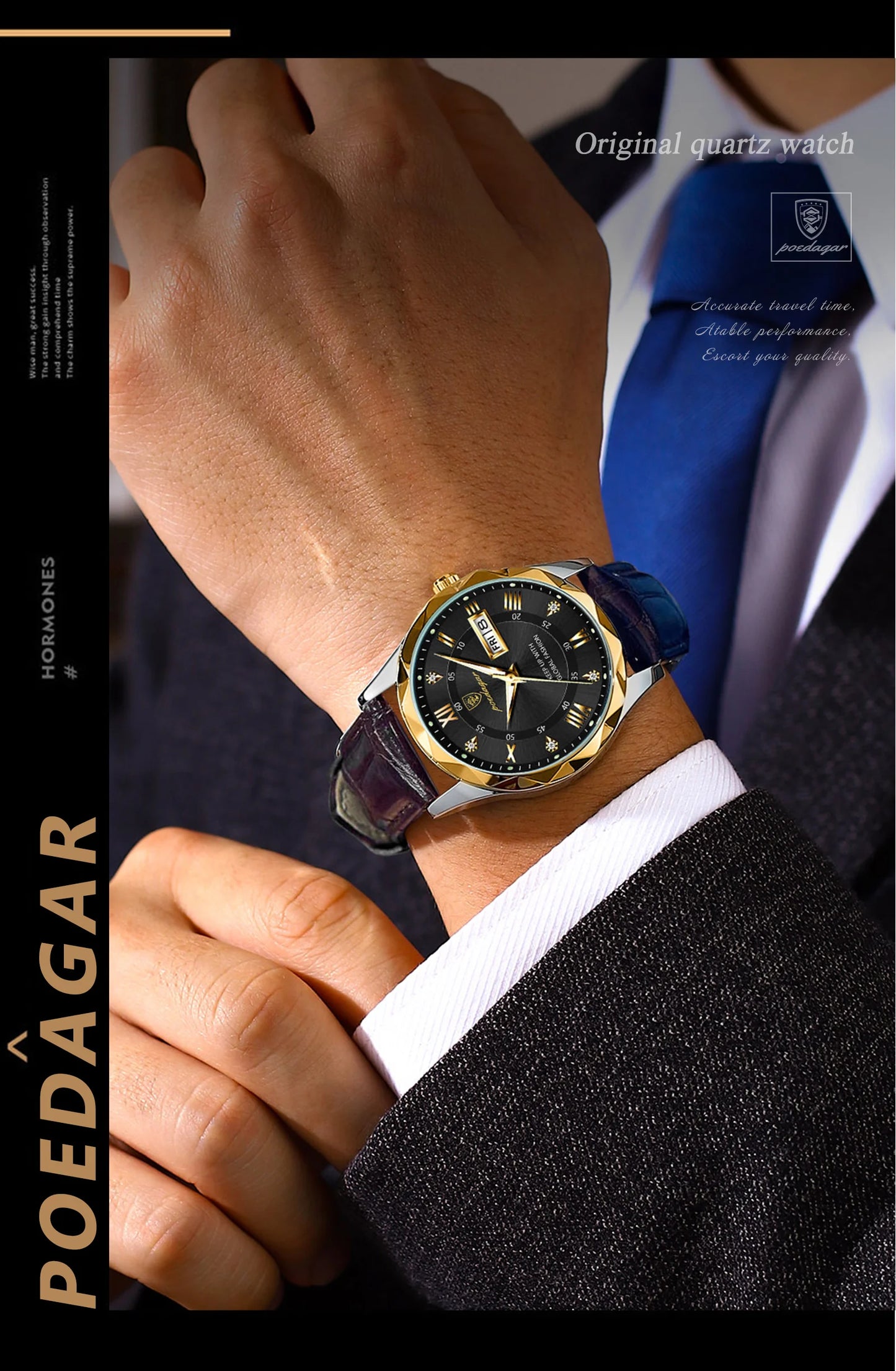 POEDAGAR Luxury Business Man Wristwatch Waterproof