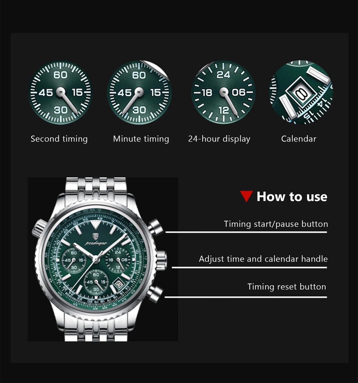POEDAGAR Luxury Military Watch Waterproof