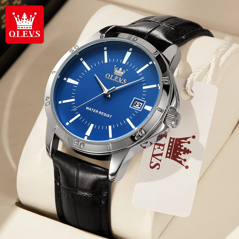 OLEVS Watch Men Fashion Leather Strap