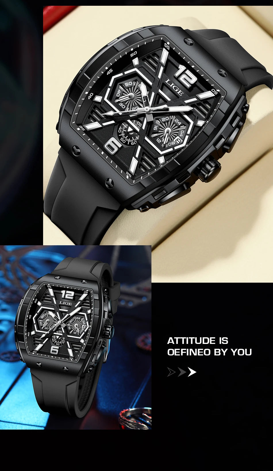 Relogio Masculino LIGE Men Watch Luxury